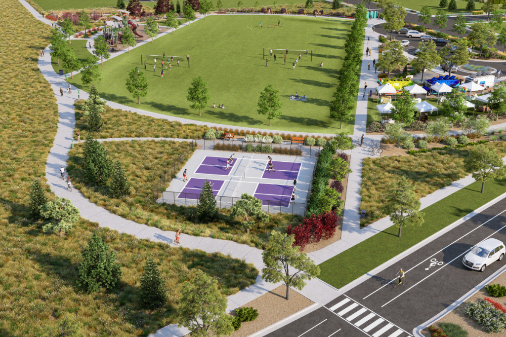 Rendering of the pickleball courts in the Parterre community
