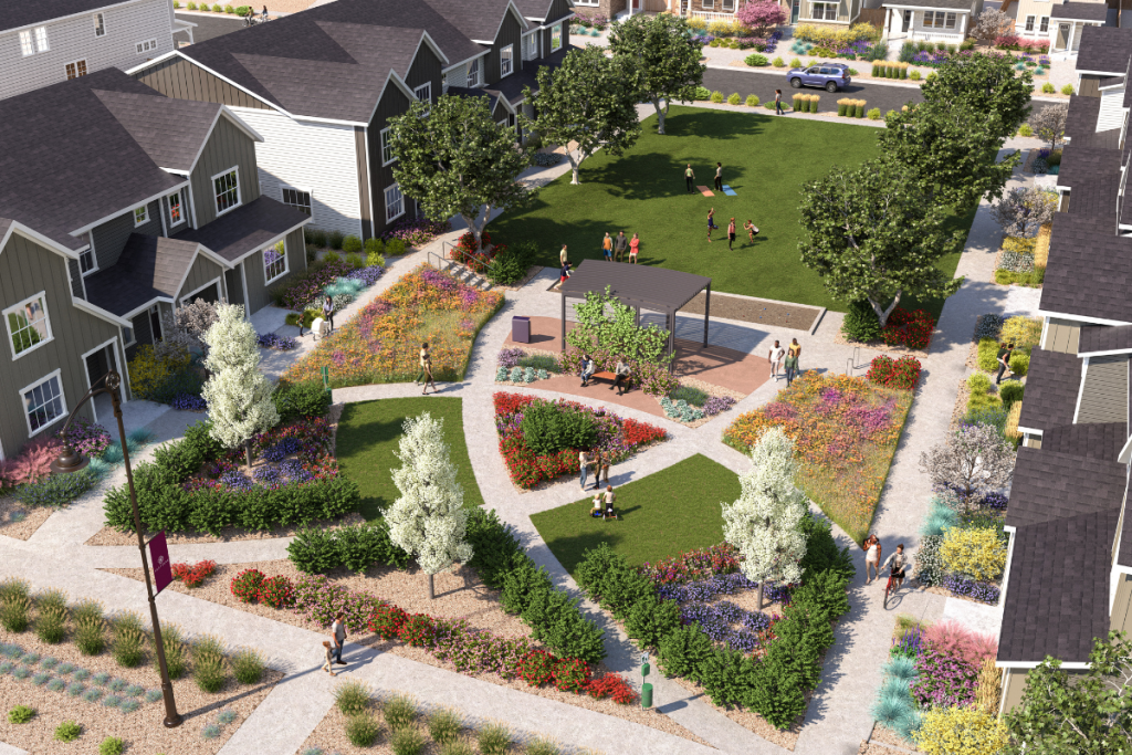 Rendering of the gardens in the Parterre community